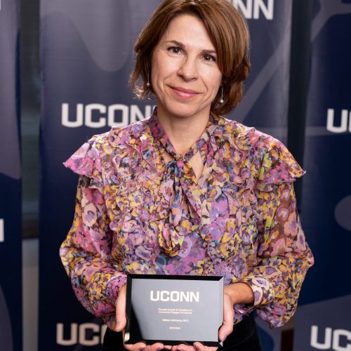 Provost_Faculty_Awards_037 Professor Tatiana Andreyova at the Board of Trustees Distinguished Professor and Provost's Awards ceremony on Oct. 12, 2024.